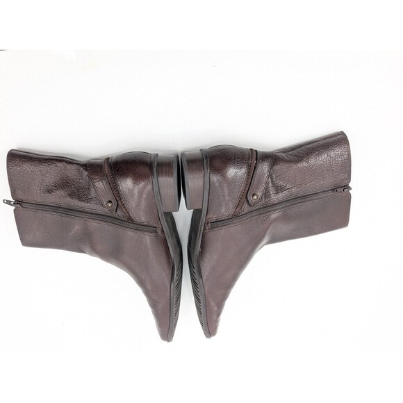 Talbots Layla Chocolate Brown Leather Low-Heel Square Toe Buckle Boots Size 7 - Picture 6 of 8